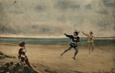 Men playing crane. Gargantua. llustration by Jules Garnier. In “Rabelais et l