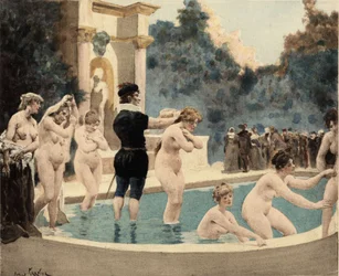 Vieilles femmes plongées dans l
