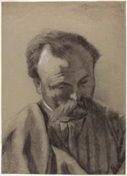 Autoportrait, vers 1877 (craie noire rehaussée de craie blanche, sur papier vergé gris)