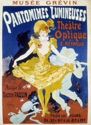 Danseur et musicien - affiche pour les pantomimes lumineuses de Reynaud et Paulin au musée Grévin par Jules Chéret, fin du XIXe siècle