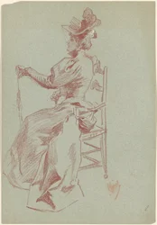 Dame élégante assise sur une chaise