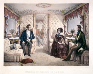 Le roi Louis Philippe, la reine Victoria et le prince Albert dans le carrosse royal, 1846
