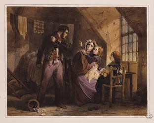 Le vice et la vertu : Misère (lithographie couleur)