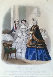 Robe de mariée, planche de mode de Le Moniteur de la Mode, 1854