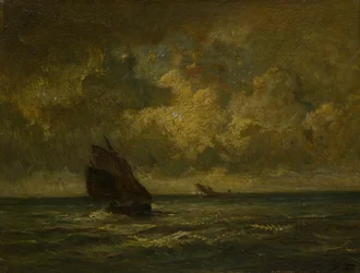 Deux bateaux dans une tempête, 1870-1875