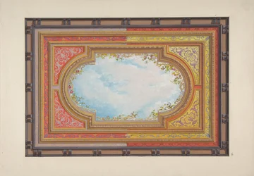 Conception pour un plafond peint avec des nuages en trompe-l