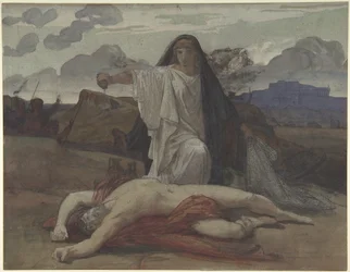 Antigone donne une sépulture symbolique au corps de son frère Polynice