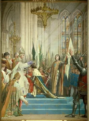 Le roi Charles VII (1403-1461) reçut la couronne dans la cathédrale de Reims le 17/07/1429 en présence de Jeanne d