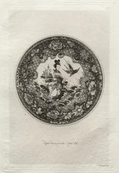 Soucoupe avec Fond Émaillé Riche et Médaillon Représentant la Déesse Kounin
