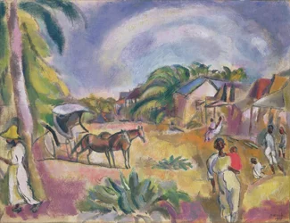 Paysage avec figures et carrosse, 1915