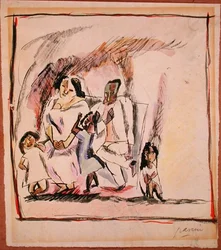 Mère, père et trois enfants