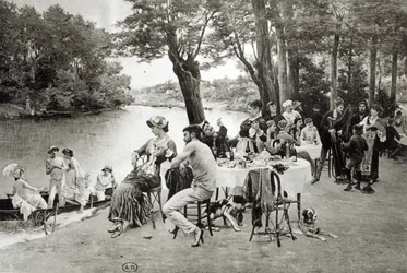 Scène sur la rive de la rivière Marne
