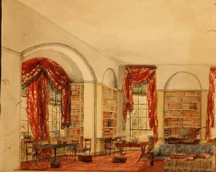 Vue latérale de la bibliothèque à Aynhoe