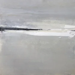 Un horizon serein aux douces nuances de gris et de blanc