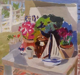Fleurs, Pots et Yachts dans la Loggia