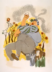 Illustration humoristique de vin 1946