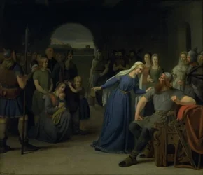 La reine danoise Thyra Danebod essayant d