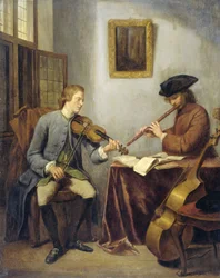 Un violoniste et un flûtiste jouant de la musique ensemble