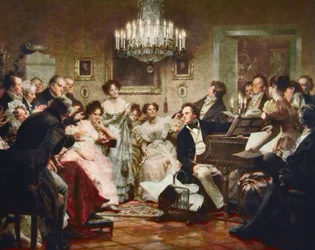 Franz Schubert (1797-1828) au piano lors d