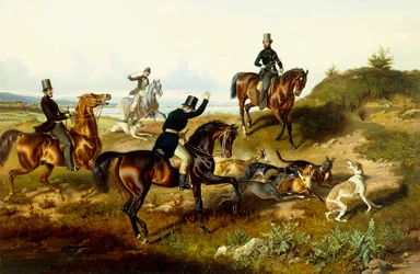 Frédéric II avec son groupe de chasse