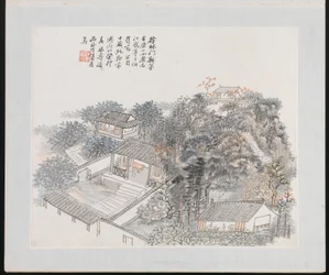 Dix sites associés à Ruan Yuan, daté de 1883 (album de dix peintures ; encre et couleur sur papier)