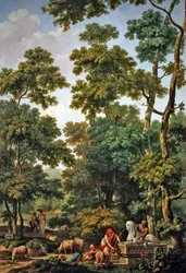 Paysage arcadien avec un sphinx