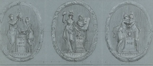 Dessins pour trois médaillons : Liberté, Égalité et Fraternité