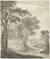 Paysage avec chasseur et chien