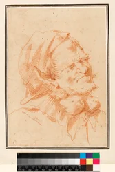 Tête grotesque, homme avec goitre