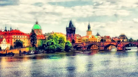 Vue du pont Charles à Prague