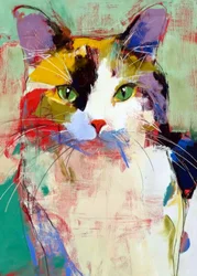 Chat abstrait coloré