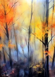 Forêt automnale brumeuse