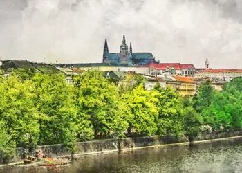 Le château de Prague et le fleuve