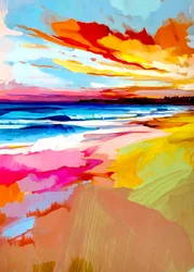 Un coucher de soleil éclatant sur la plage
