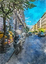 Une rue animée en ville