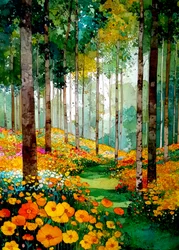 Sentier forestier haut en couleur