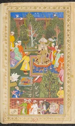 Un festin assisté par des envoyés ouzbeks, hindous et kizilbash qui ont apporté des cadeaux et de l