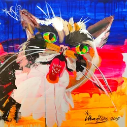 Chat abstrait coloré