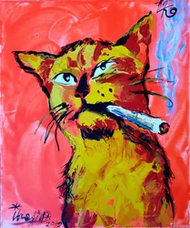 Un chat cool en train de fumer un joint