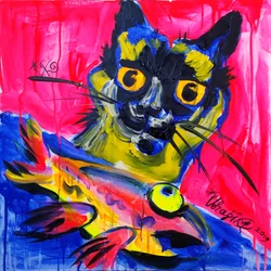 Un chat et un poisson très expressifs
