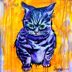 Le chat violet grincheux