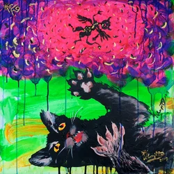 Fantaisie ludique de chat noir