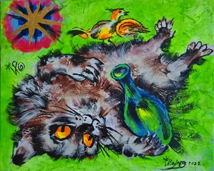 Un chat et un oiseau qui s