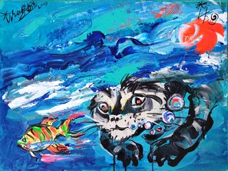 Chat et poisson sous l
