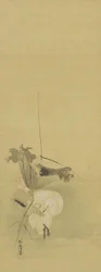 Héron et lotus, période Edo, milieu 17ème-début 18ème siècle