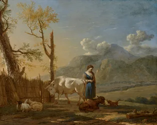 Paysage avec une bergère