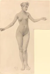 Nu féminin avec bras étendus