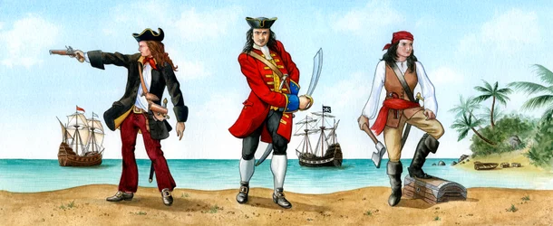 Anne Bonny, John Calico Jack Rackam et Mary Read, pirates du XVIIIe siècle