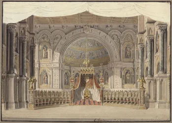 Agnes von Hohenstaufen. Opéra de Gaspare Spontini. Projet pour le 1er décor. Salle impériale
