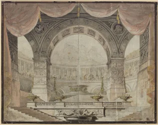 Armida. Opéra de Christoph Willibald Gluck. Projet pour le 7e décor. Salle d